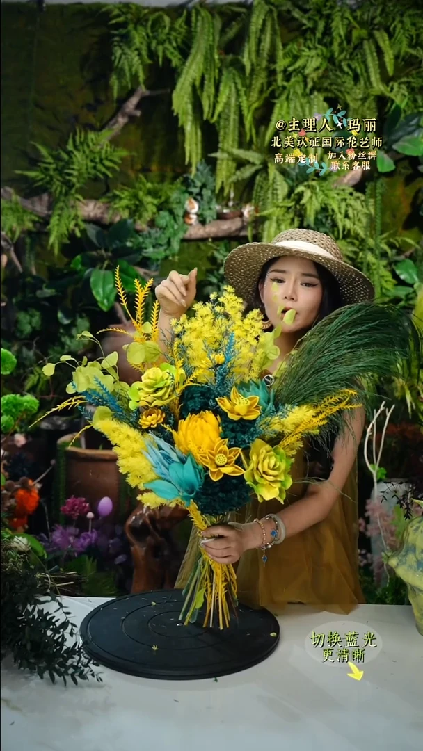 陶瓷孤品绿黄单拍花