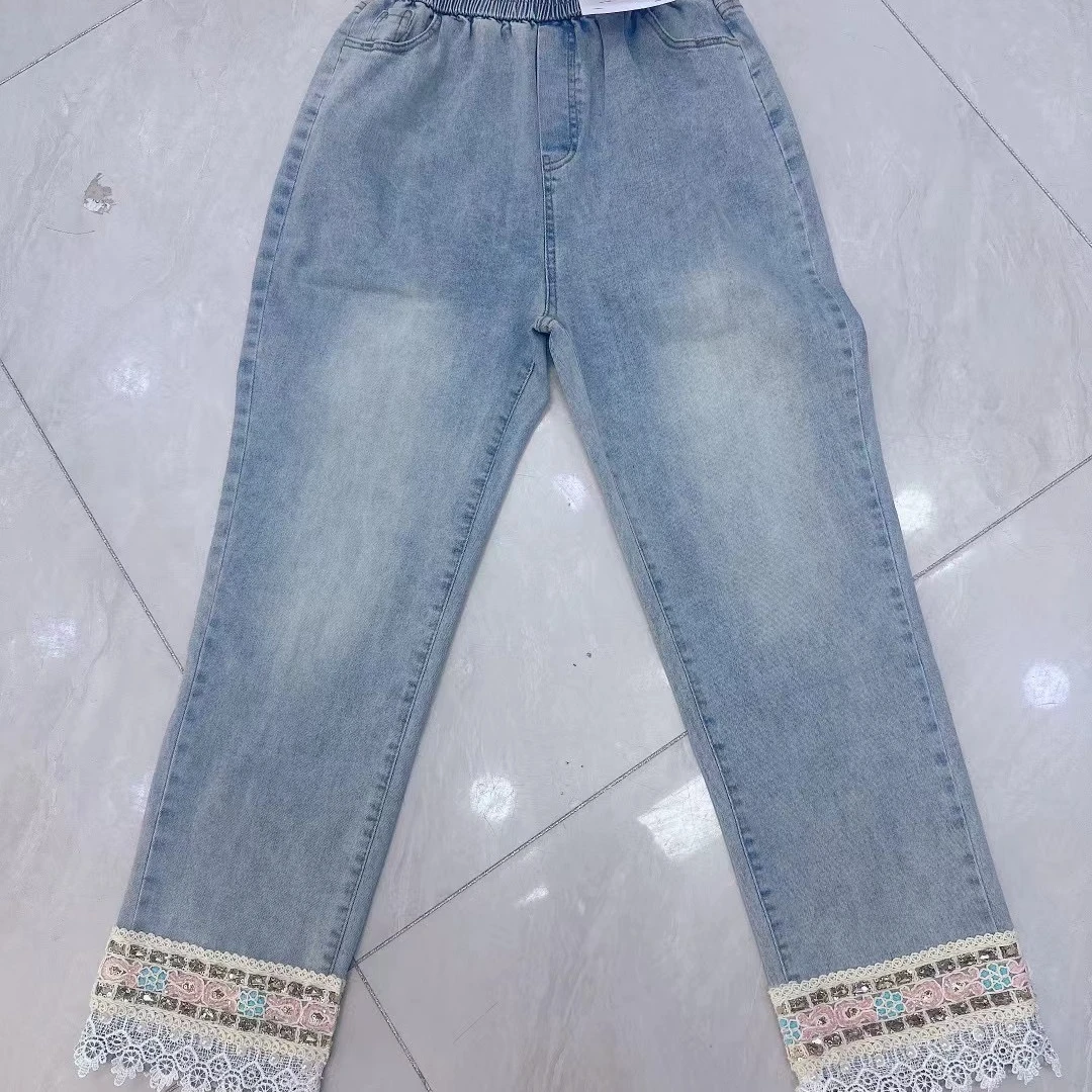 设计感重工钉珠刺绣牛仔裤女2025年春新款高腰显瘦九分烟管裤163