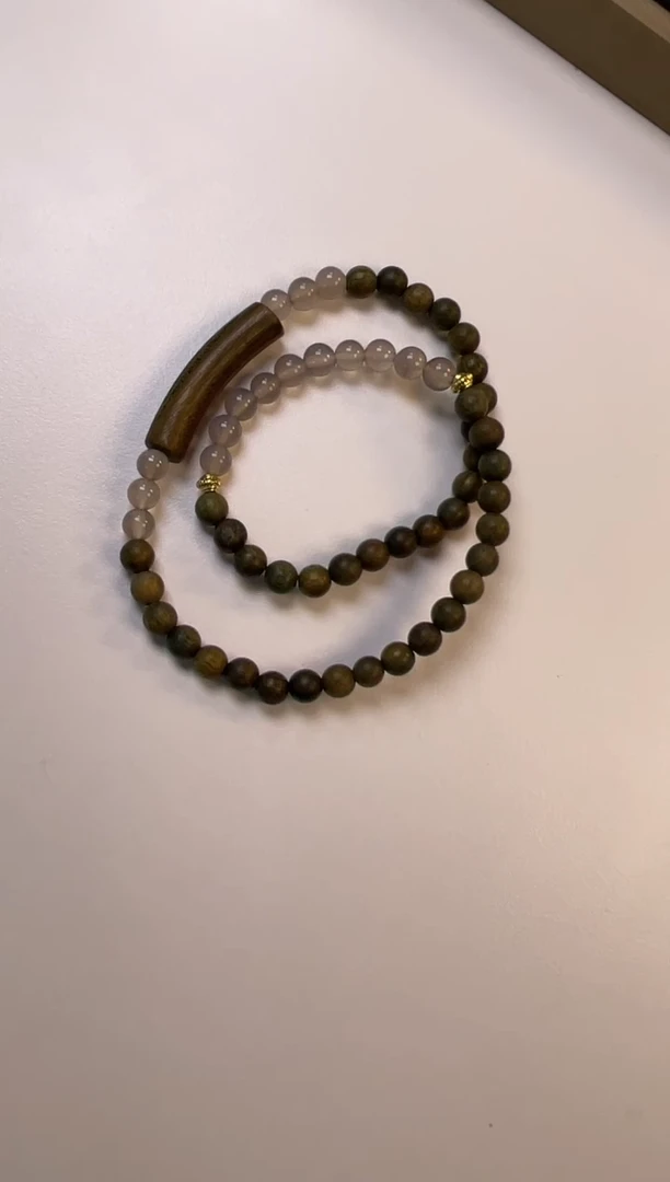 维腊木（绿檀）手串/手链秀*双圈绿色设许手串