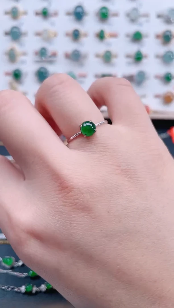 银S925镶嵌戒指翡翠天然翡翠