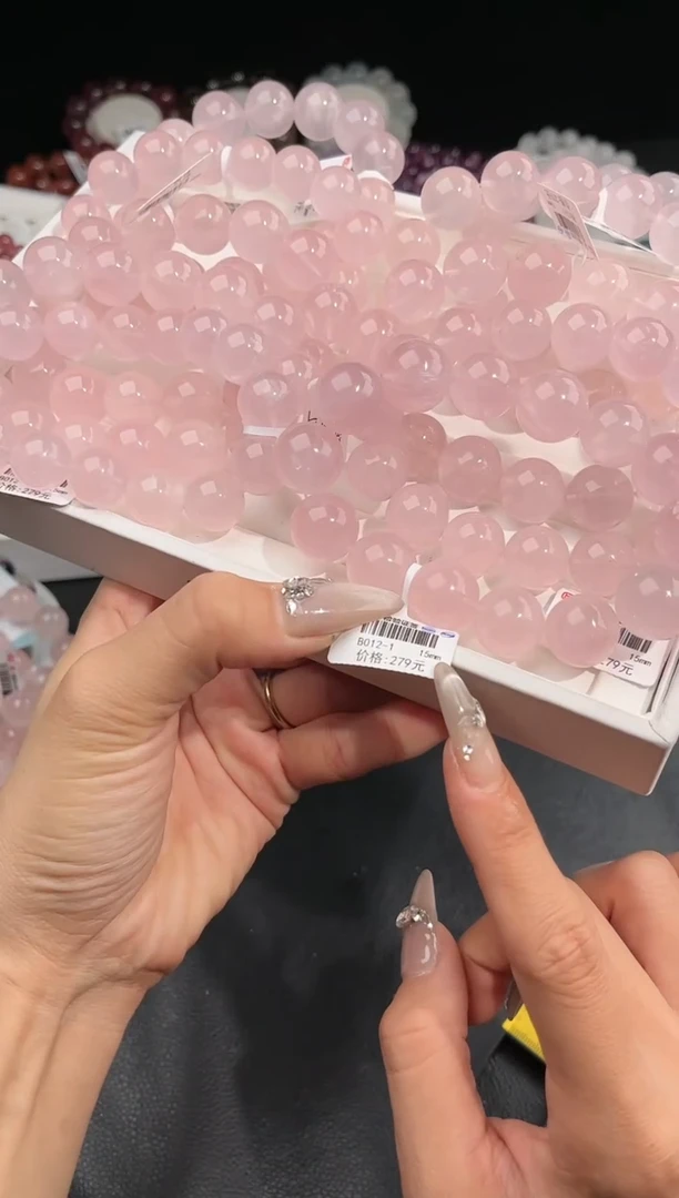 【闪购商品】水晶手链未镶嵌多样性发一粉晶15mm