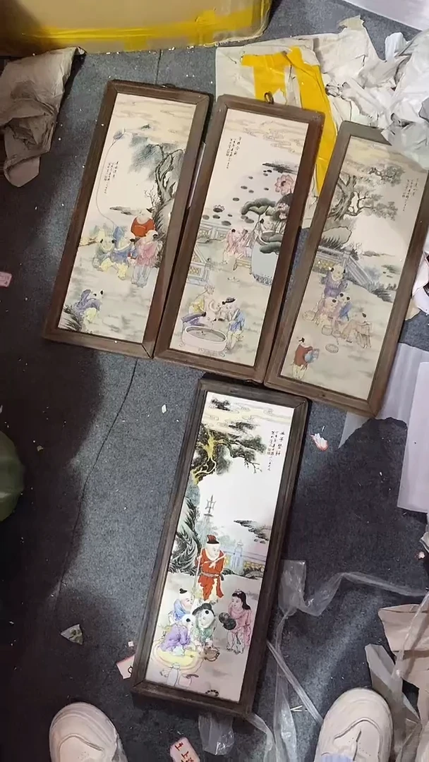 摆件微**风童子大瓷板画4个一套