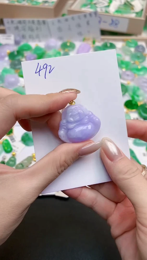 颈饰18K金镶嵌翡翠天然缅甸A货翡翠