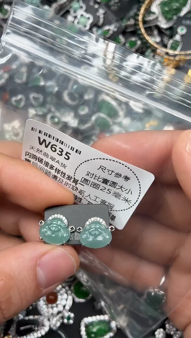 颈饰未镶嵌翡翠W635耳钉