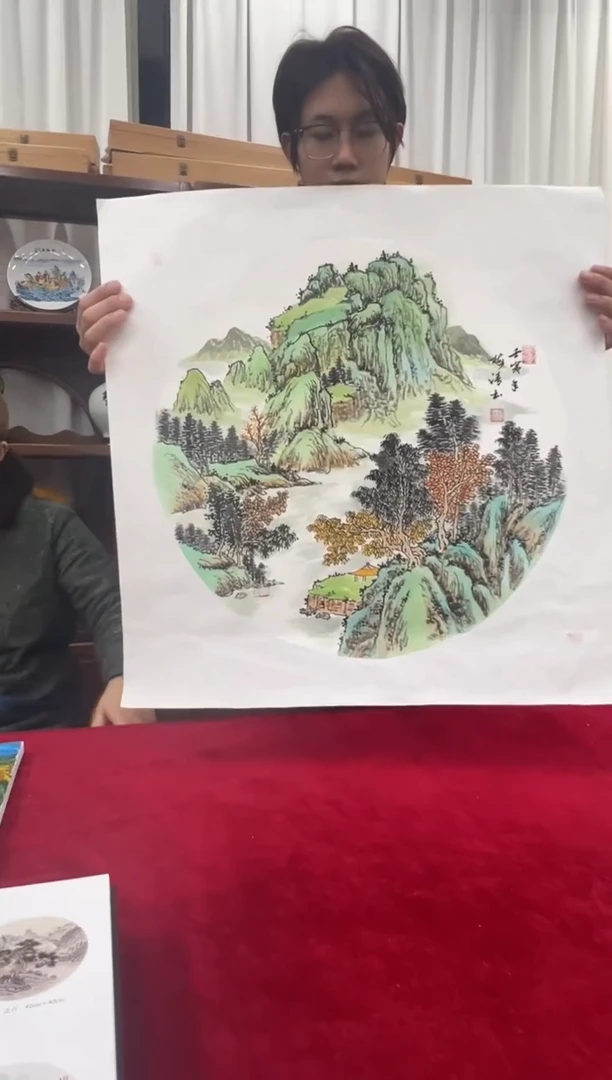 国画梅清老师1pc山水蓝p作品