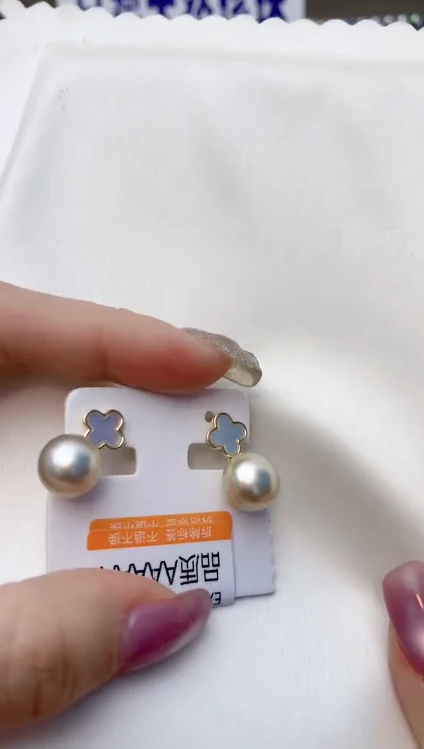 银S925镶嵌耳饰海水珍珠A22