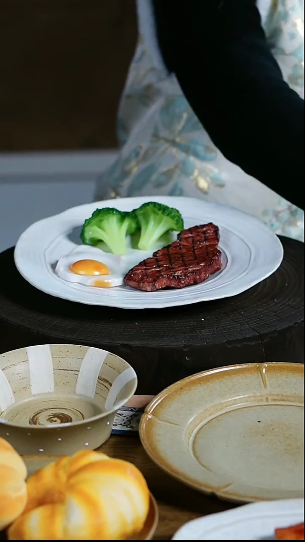 瓷10"手工团圆异形平盘