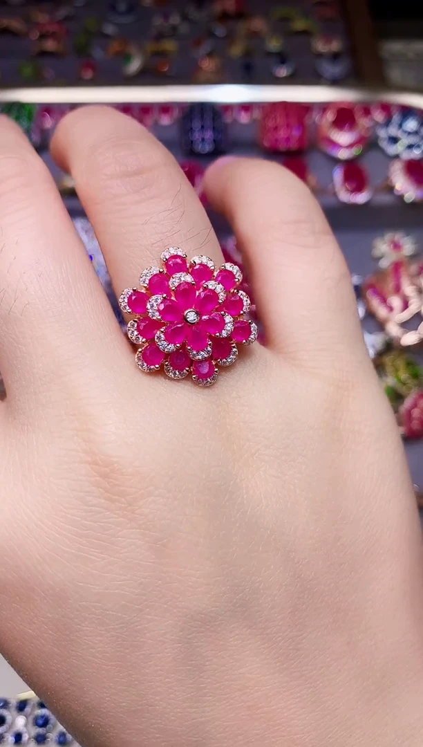 银S925镶嵌戒指红宝石.....