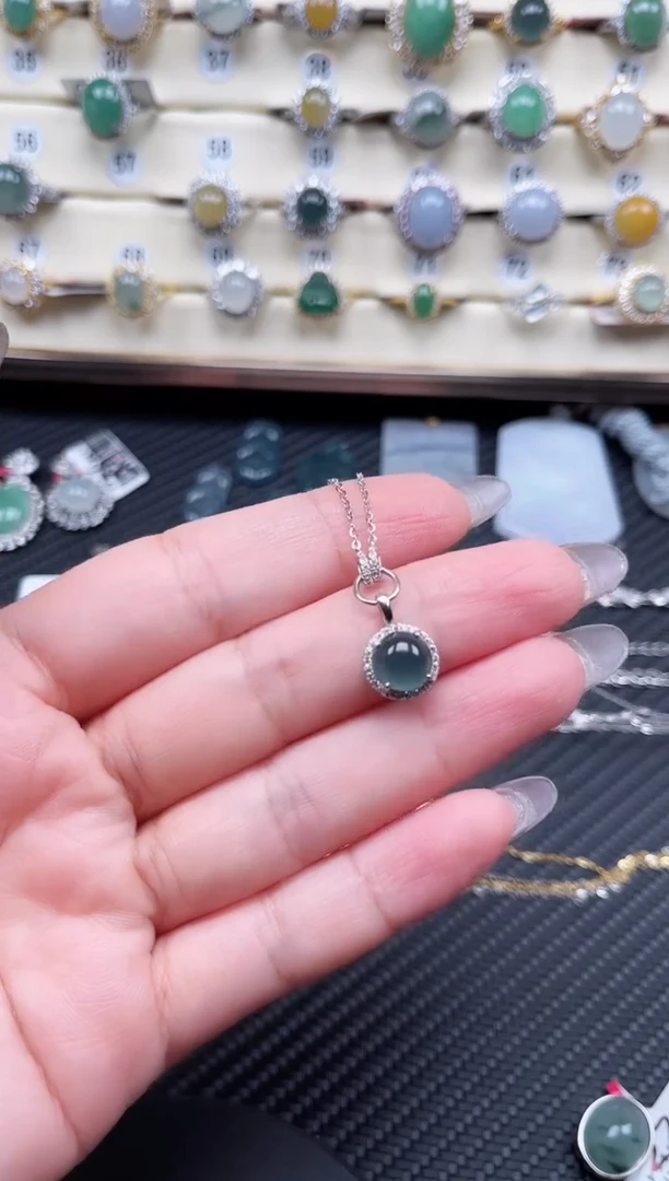 翡翠银S925镶嵌颈饰 天然A货翡翠