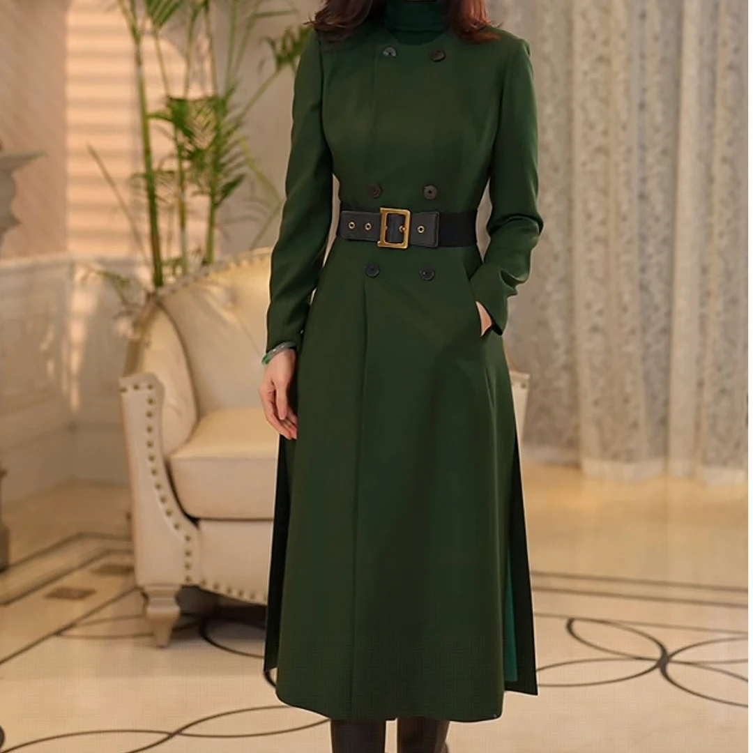 EDFNOT/杨红霞汝意HY羊毛气质圆领大衣HY23210