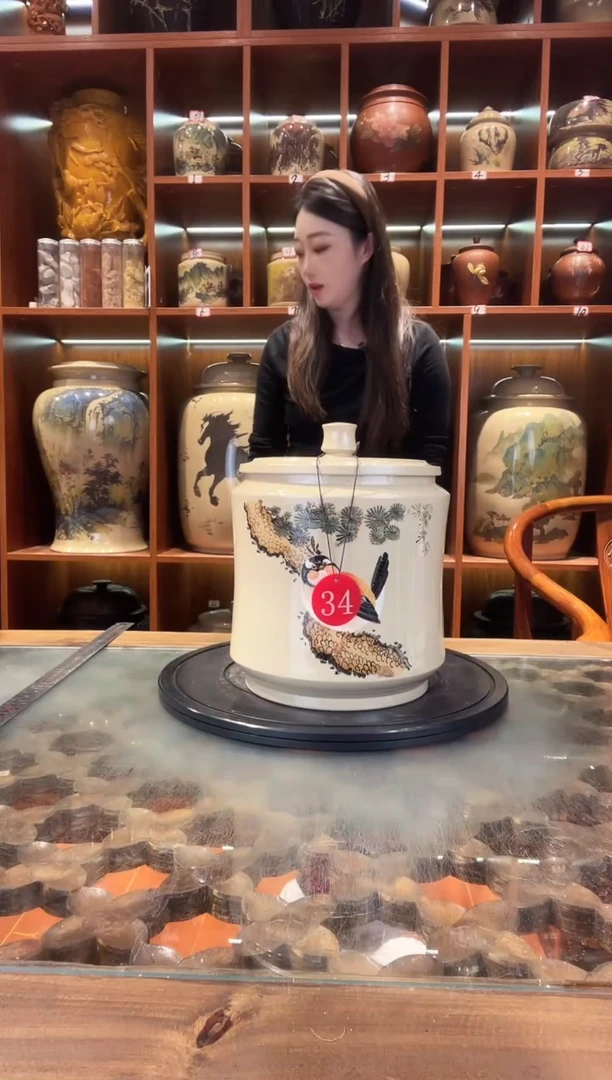 罐李正龙作品七饼白泥缸@34