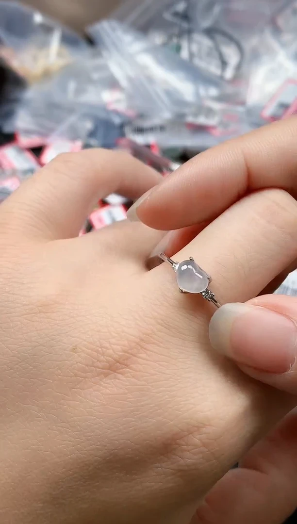 银S925镶嵌戒指翡翠天然A货缅甸翡翠