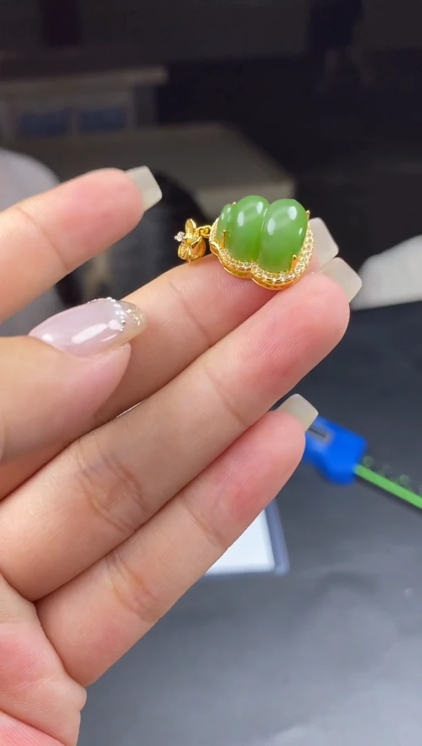 和田玉银S925镶嵌吊坠(不含链)多样性-吊坠-D9776