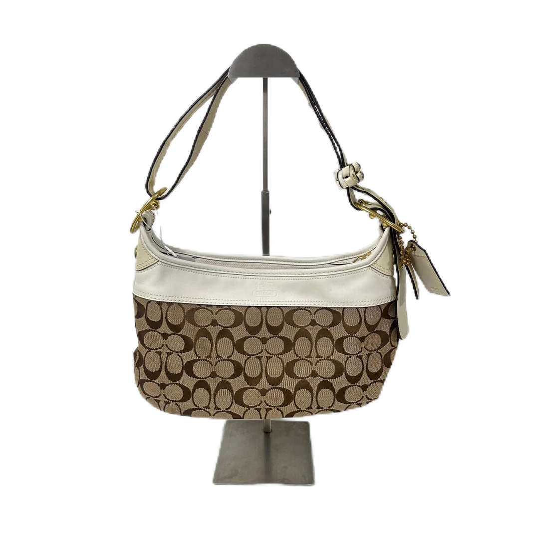 95新 COACH/蔻驰 经典老花帆布拼皮单肩腋下斜挎包 MM-81146