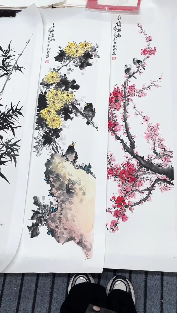 精品国画花鸟作品条屏