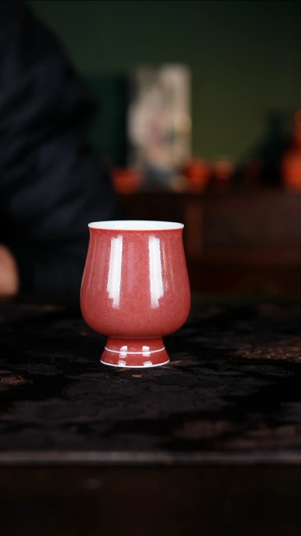 瓶白泥景德镇纯手工陶瓷豇豆红