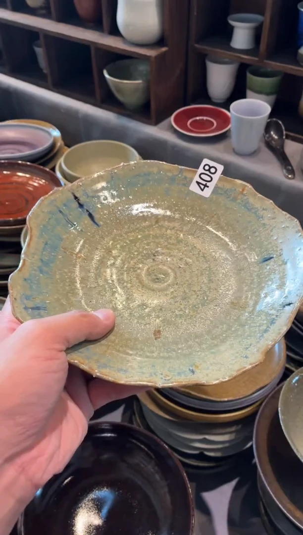 瓷片王**～408陶泥手工荷口盘