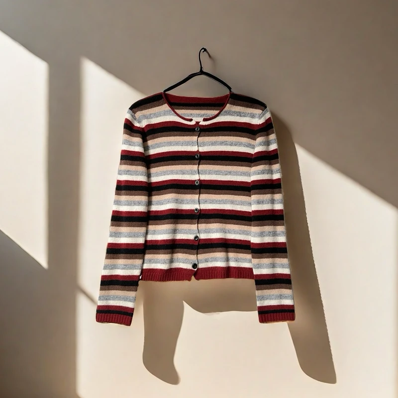 年货新款彩条宽松百搭开衫