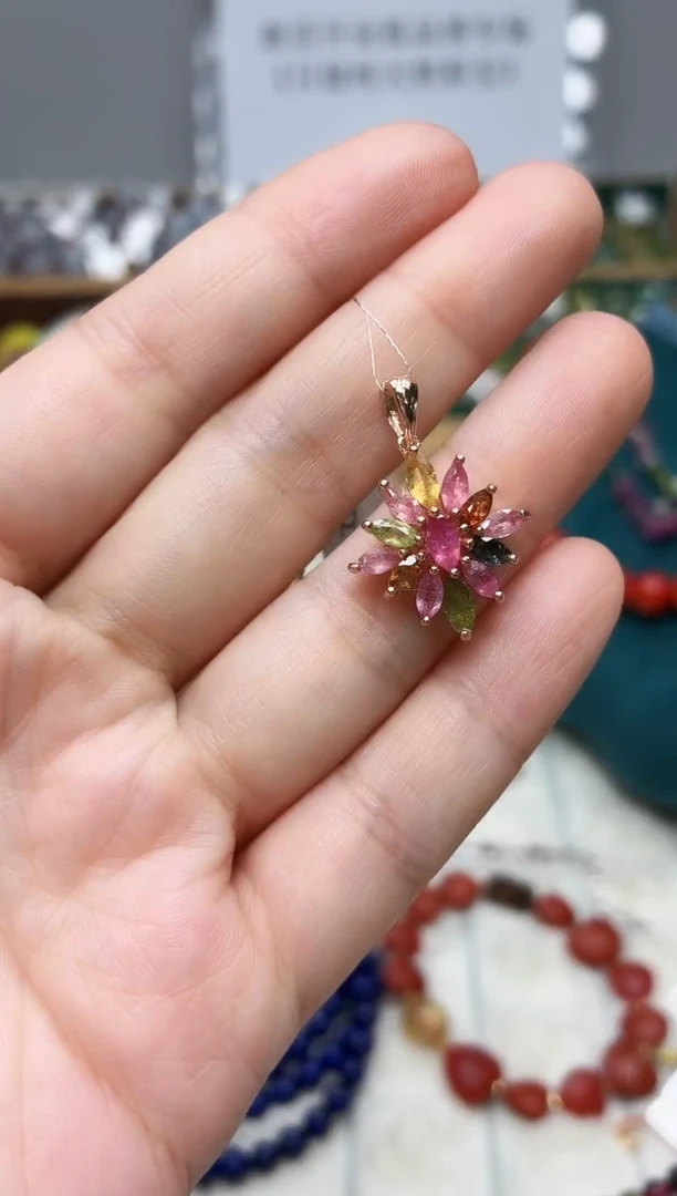 银S925镶嵌吊坠碧玺334BJ1212产品一个（多样性）