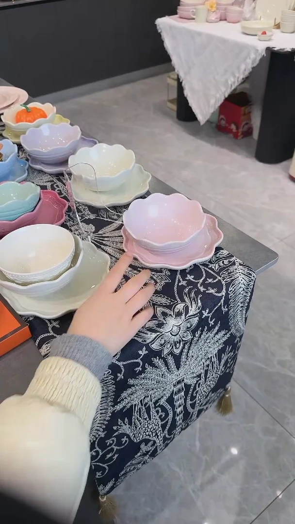 【闪购商品】瓷炻彩花边碗14cm-樱花粉