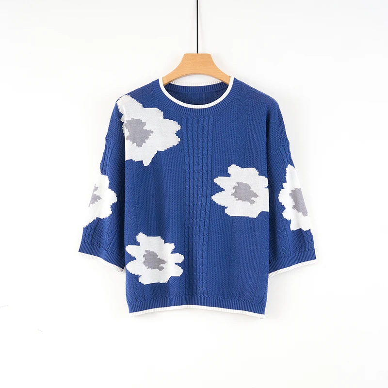 MUMENG/慕蒙【100桑蚕丝】圆领中袖女百搭提花女士短袖上衣MUM5576T