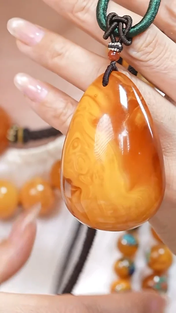 蜜蜡颈饰未镶嵌6511天然蜜蜡珠宝奇石云端妖孽石膏蜡全部保真