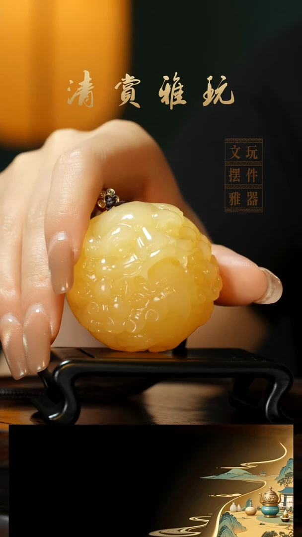 玉《醒狮貔貅》手把件摆件