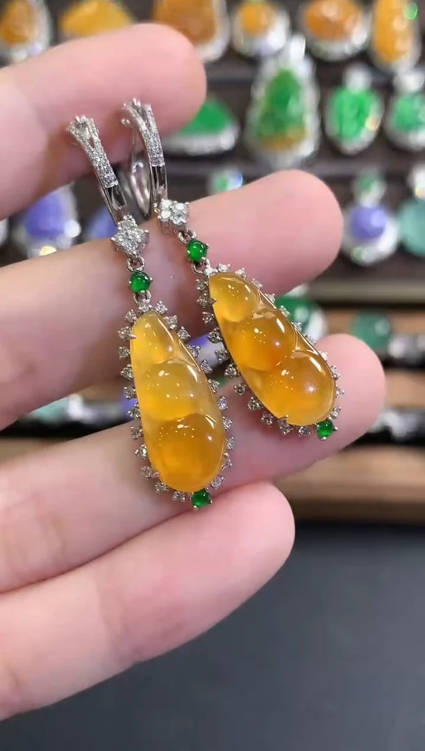 18K金镶嵌翡翠耳饰秋日珠宝E26