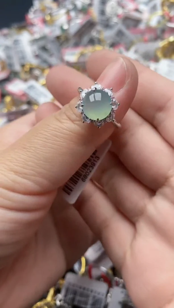 【闪购商品】翡翠戒指银S925镶嵌666666---7