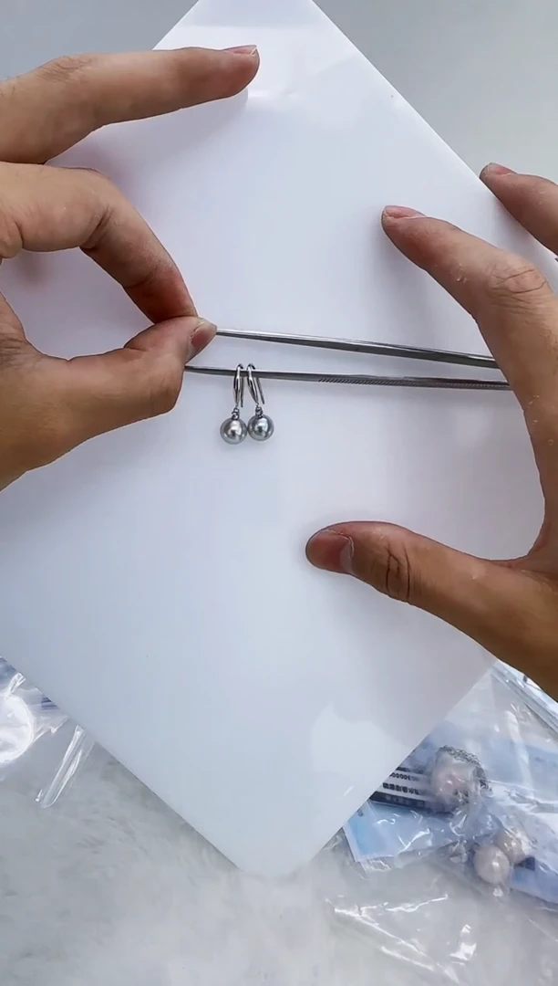 银S925镶嵌海水珍珠DA珍珠耳钩7-8 y341