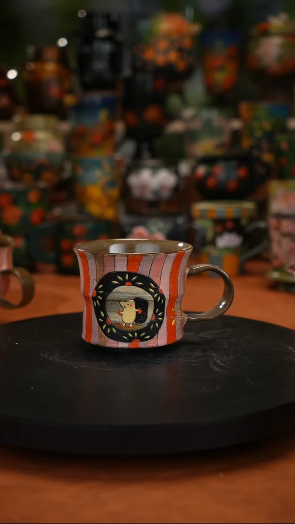 紫砂油画手绘 釉下彩