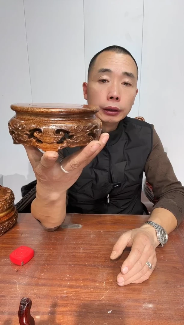 木老花圆形14*15.5*6.5精工款雕刻    一对