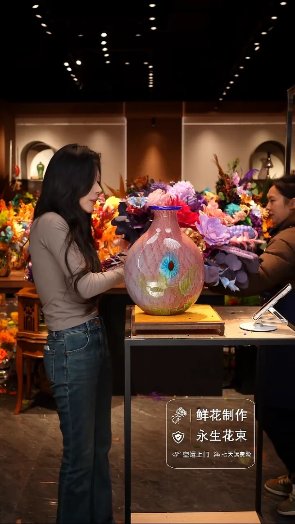手工艺品琉璃手工花器花束空运包邮送货上门-以图片为准