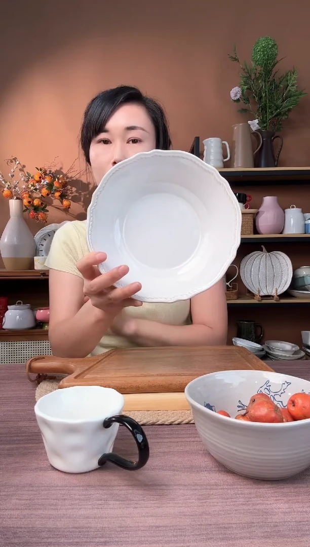 陶瓷8英寸花边麻绳碗微瑕