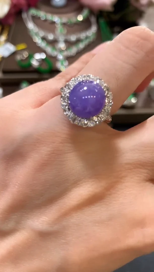 18K金镶嵌戒指翡翠a239紫色有色差多样性一件发货