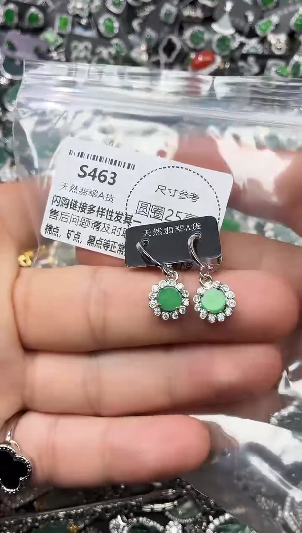 翡翠未镶嵌颈饰S463耳扣