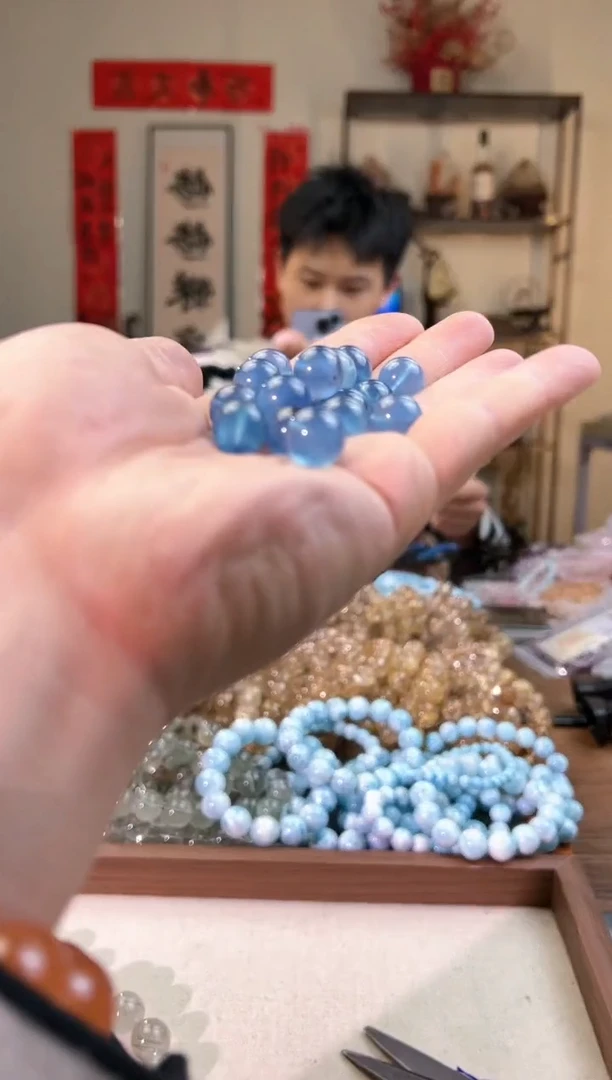 海蓝宝石手链未镶嵌12mm+魔鬼蓝单珠（多样性发其一）