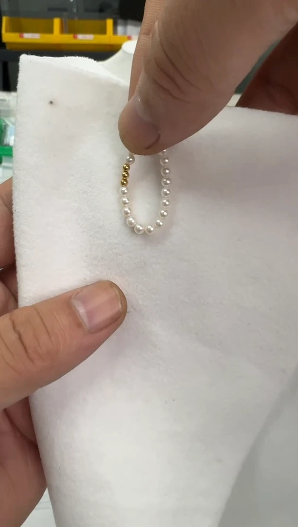 【闪购商品】淡水珍珠戒指18K金镶嵌3-4mm（三金球）