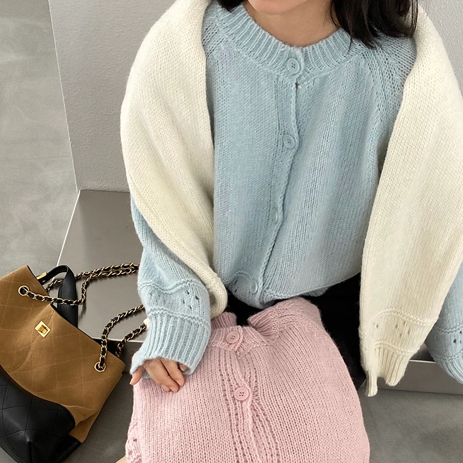 2025 奶糖毛衣 奶乎乎的镂空针织宽松显瘦针织开衫女秋季