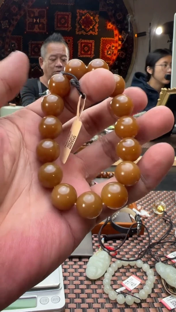 未镶嵌手串和田玉且末料金山糖手串卡14