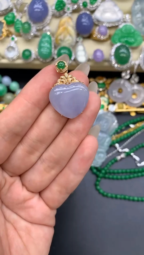 翡翠18K金镶嵌颈饰214-中国好珍宝