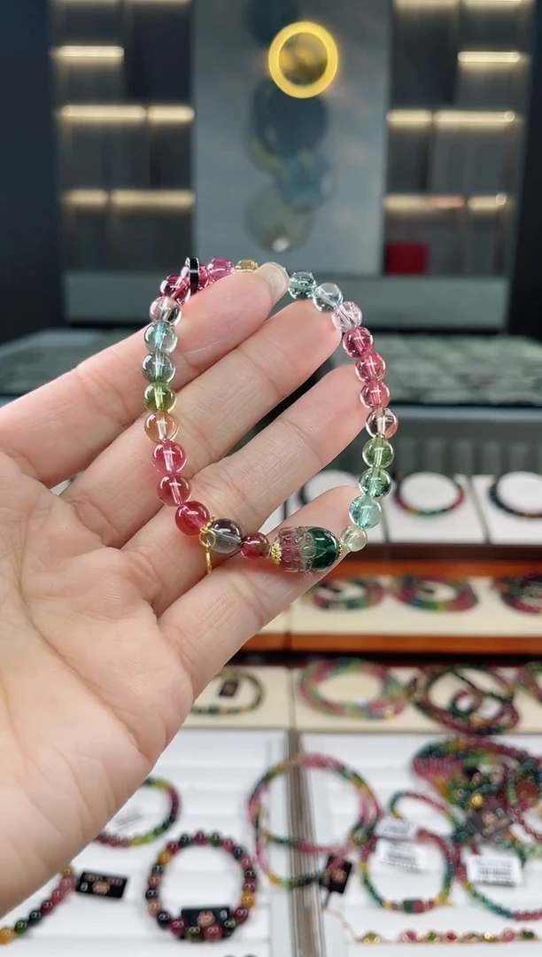 未镶嵌老矿碧玺单圈手串6mm+碧玺（多样性发一条）T