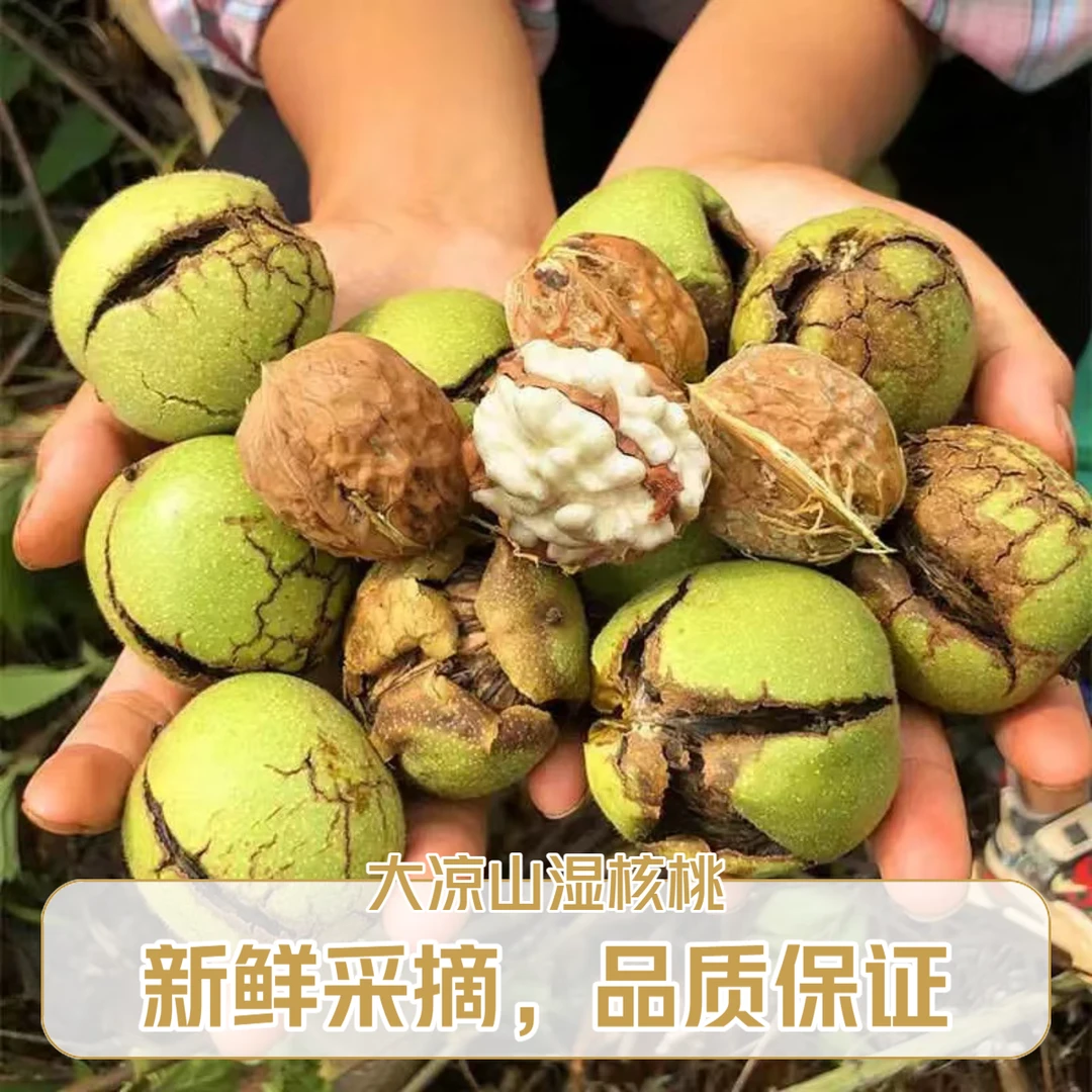 【去青皮】大凉山新鲜去青皮湿核桃薄壳手工去皮脆嫩美味醇香