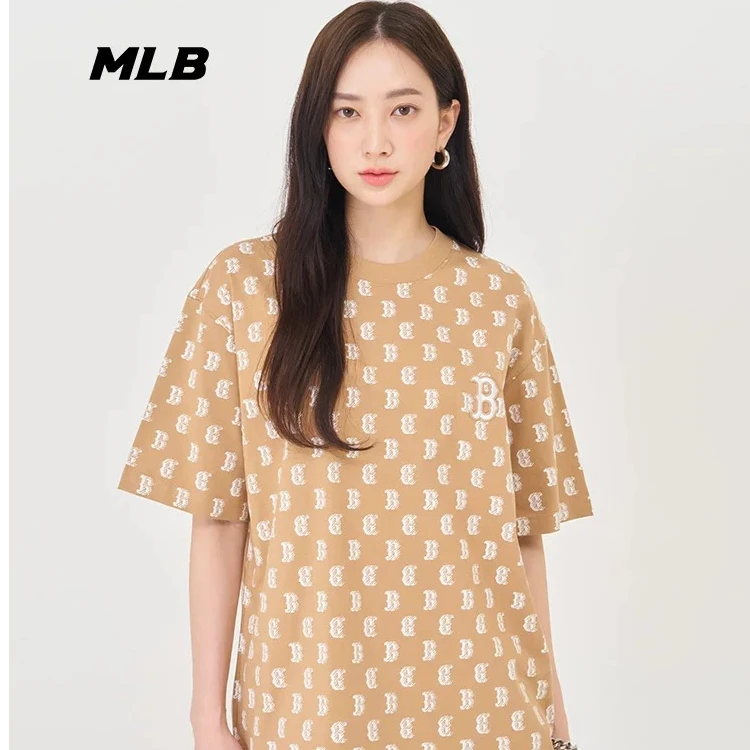 MLB男女情侣满印老花T恤运动休闲短袖NY时尚潮流新款 3ATSM0843