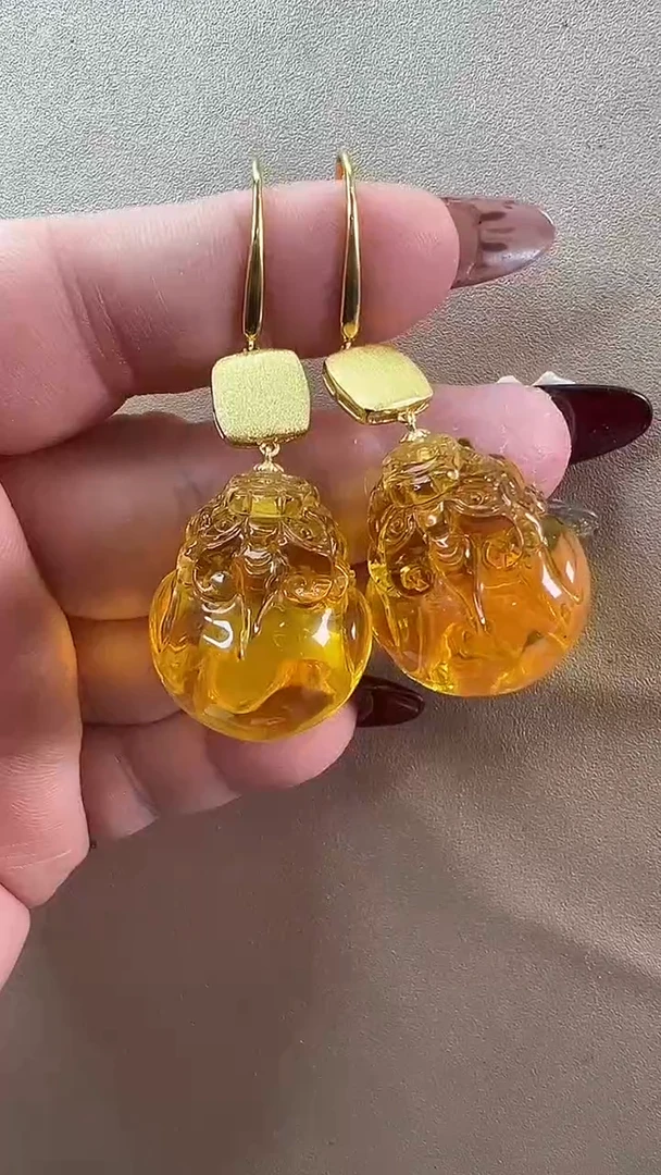 【闪购商品】琥珀耳饰未镶嵌耳环