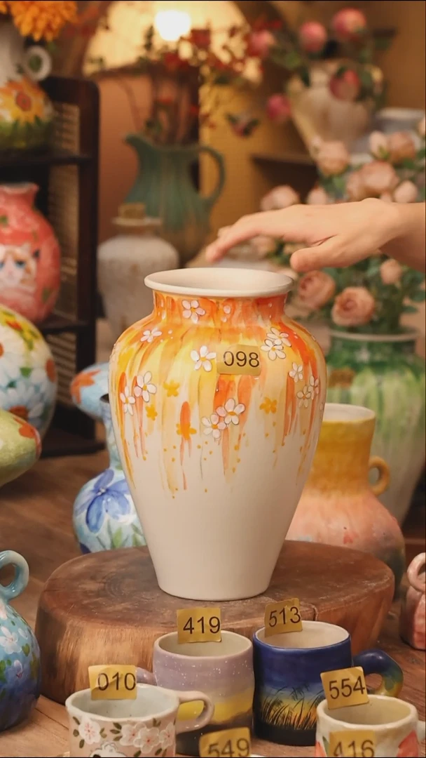 陶瓷98景德镇设计师手作花器摆件侘寂风