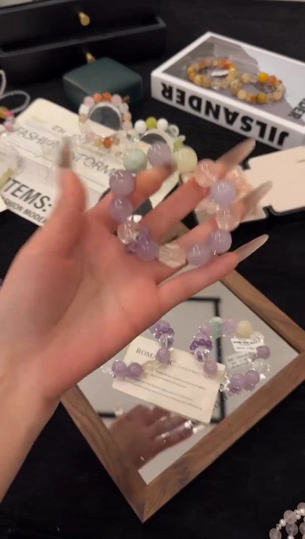 未镶嵌手链水晶拉丝紫兔毛x2764