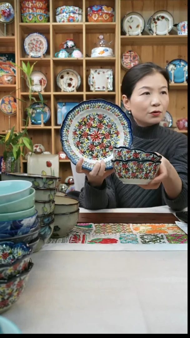 瓷片小可高温瓷一组米饭碗盘子各2个