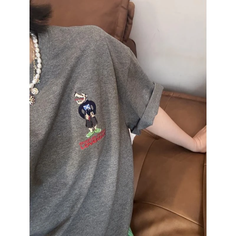 苏格兰狼灰色圆领T恤 J24T473