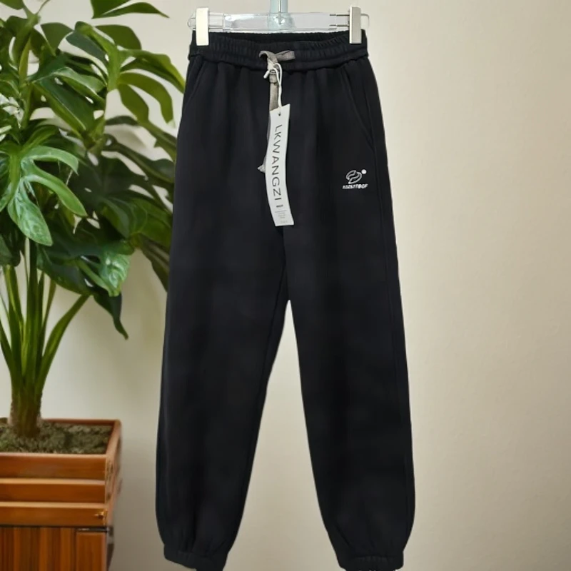 【91128-黑色】青少年脏脏一体绒针织裤